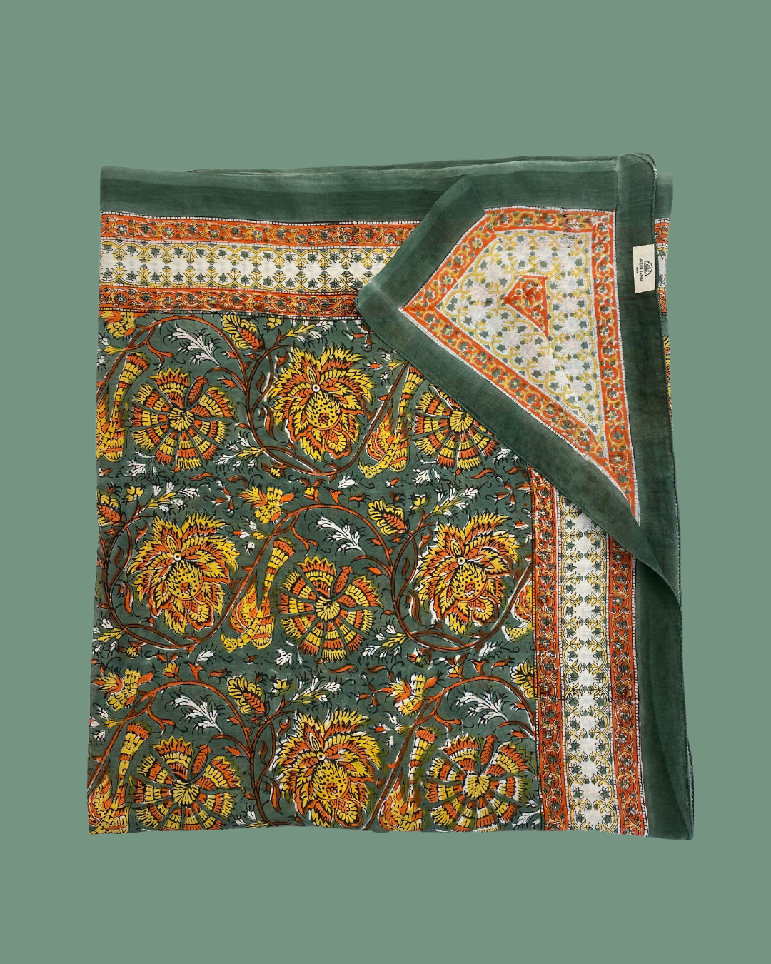 Maison Jaipur Paris - Pareo Pondichery Vert en voile de coton
