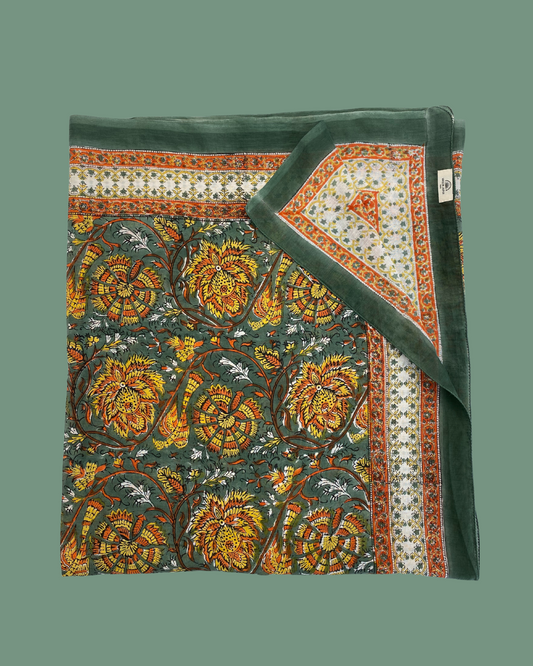 Maison Jaipur Paris - Pareo Pondichery Vert en voile de coton