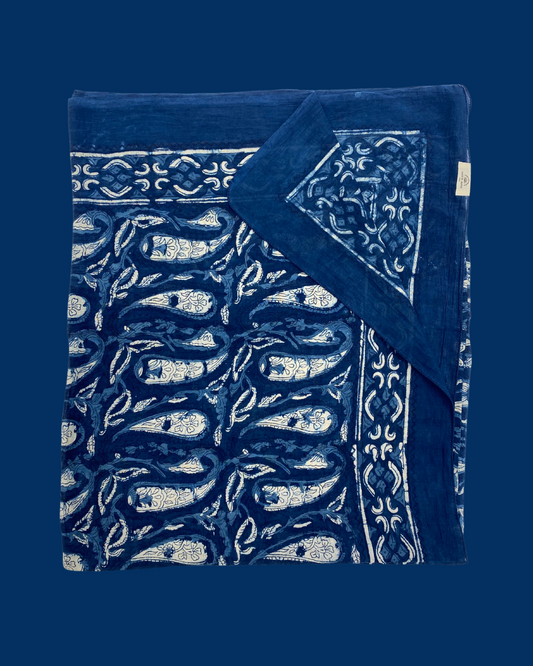 Maison Jaipur Paris - Pareo Pondichery Bleu en voile de coton