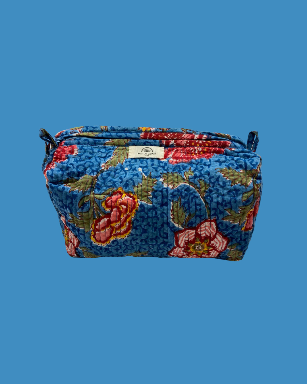 Maison Jaipur Paris - Pouch Delhi M Bleu en voile de coton
