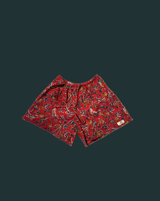Maison Jaipur Paris - Short Goa Rouge en voile de coton