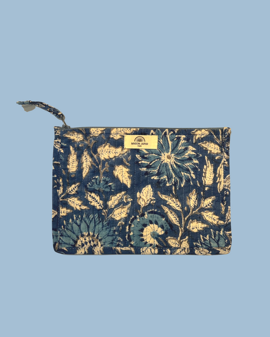 Maison Jaipur Paris - Pochette Bombay Bleu en voile de coton