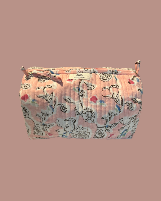 Maison Jaipur Paris - Pouch Delhi M Rose en voile de coton