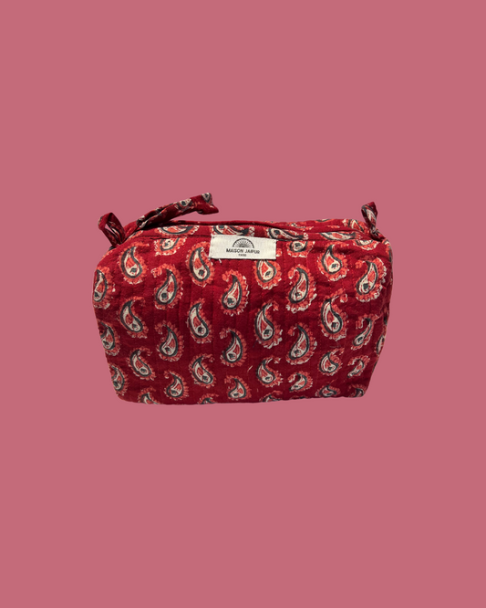 Maison Jaipur Paris - Pouch Delhi S Rouge en voile de coton