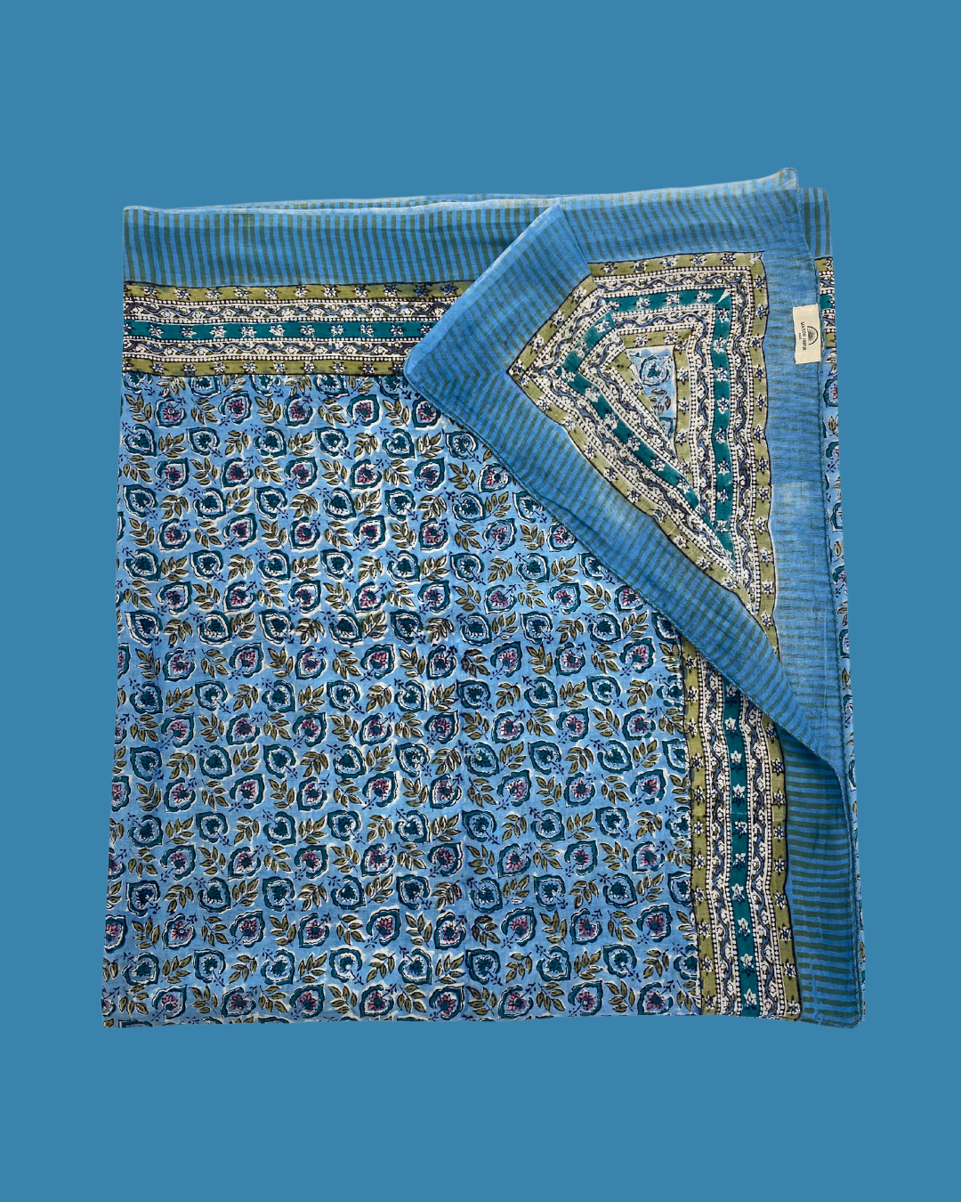 Maison Jaipur Paris - Pareo Pondichery Bleu en voile de coton