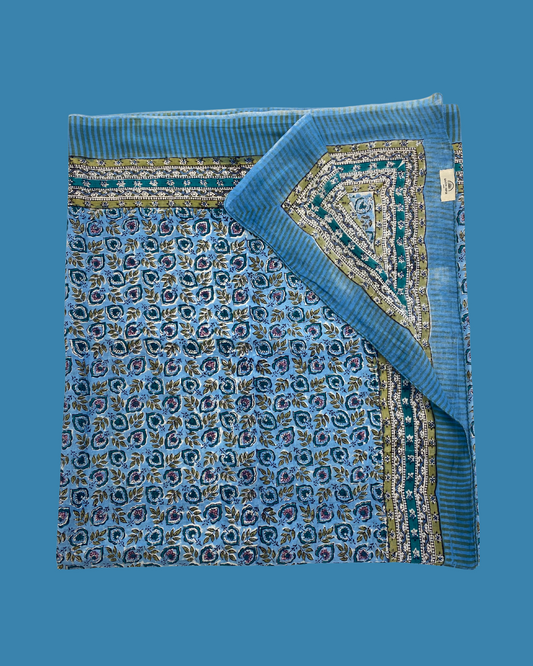 Maison Jaipur Paris - Pareo Pondichery Bleu en voile de coton