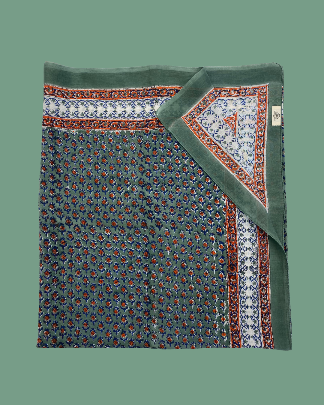 Maison Jaipur Paris - Pareo Pondichery Vert en voile de coton