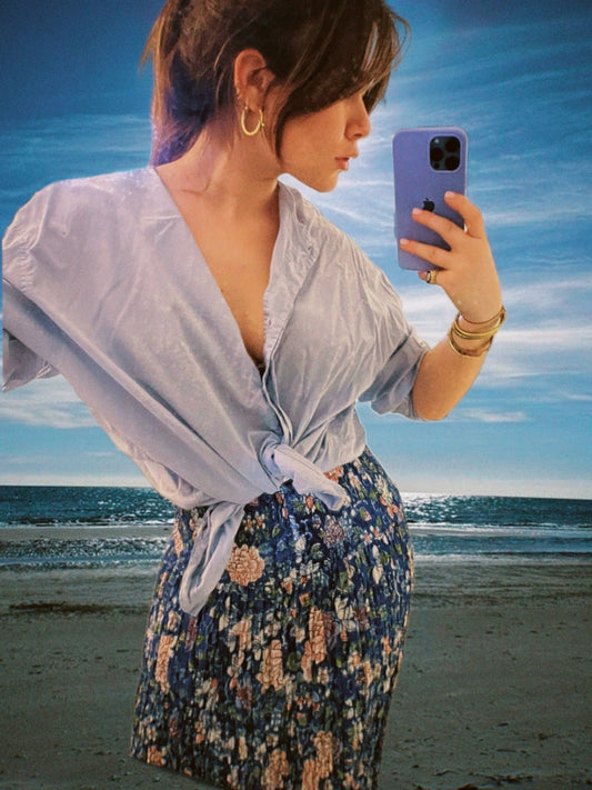 Maison Jaipur Paris - Jupe Calcutta Bleu en voile de coton