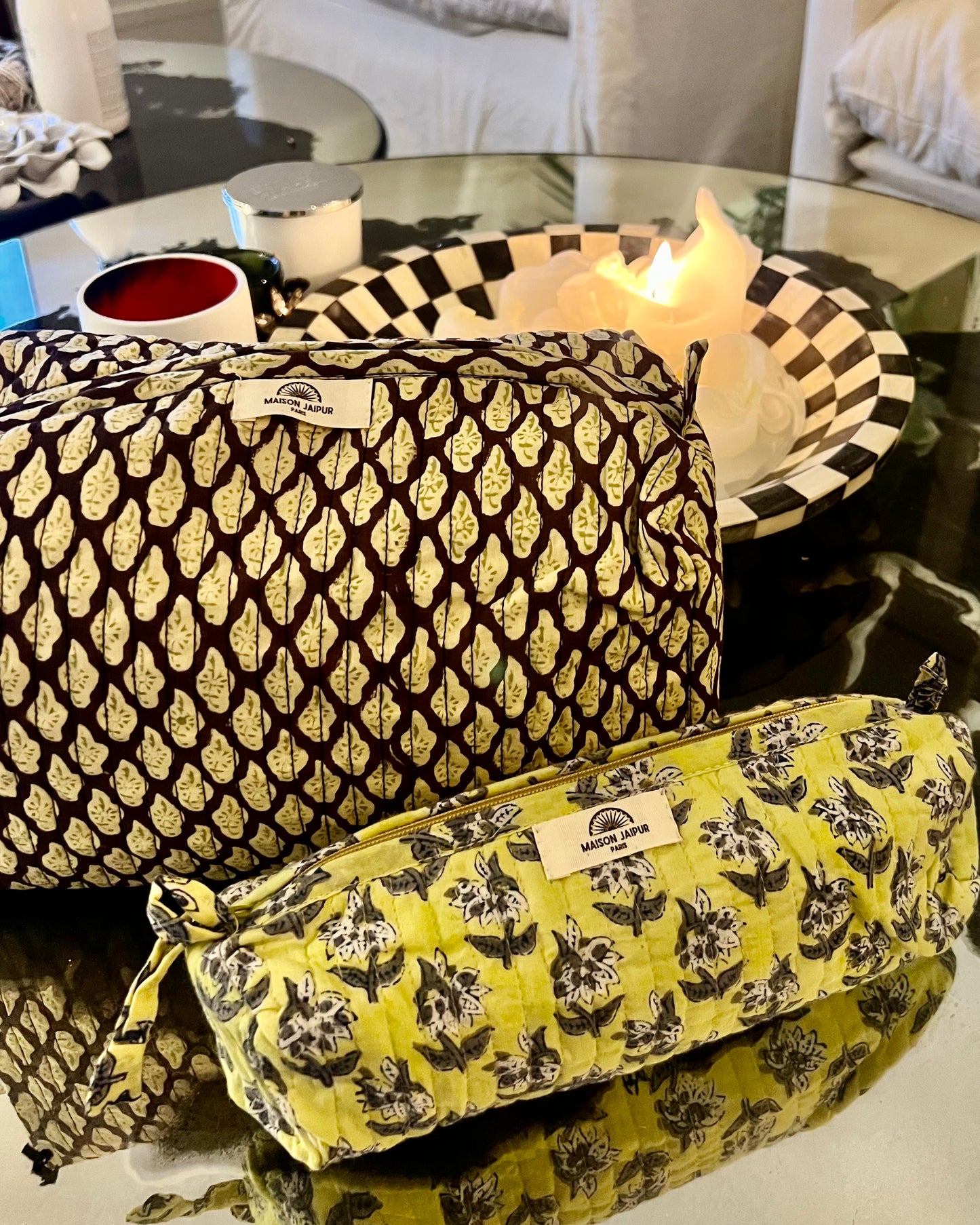 Maison Jaipur Paris - Trousse Indore Jaune en voile de coton