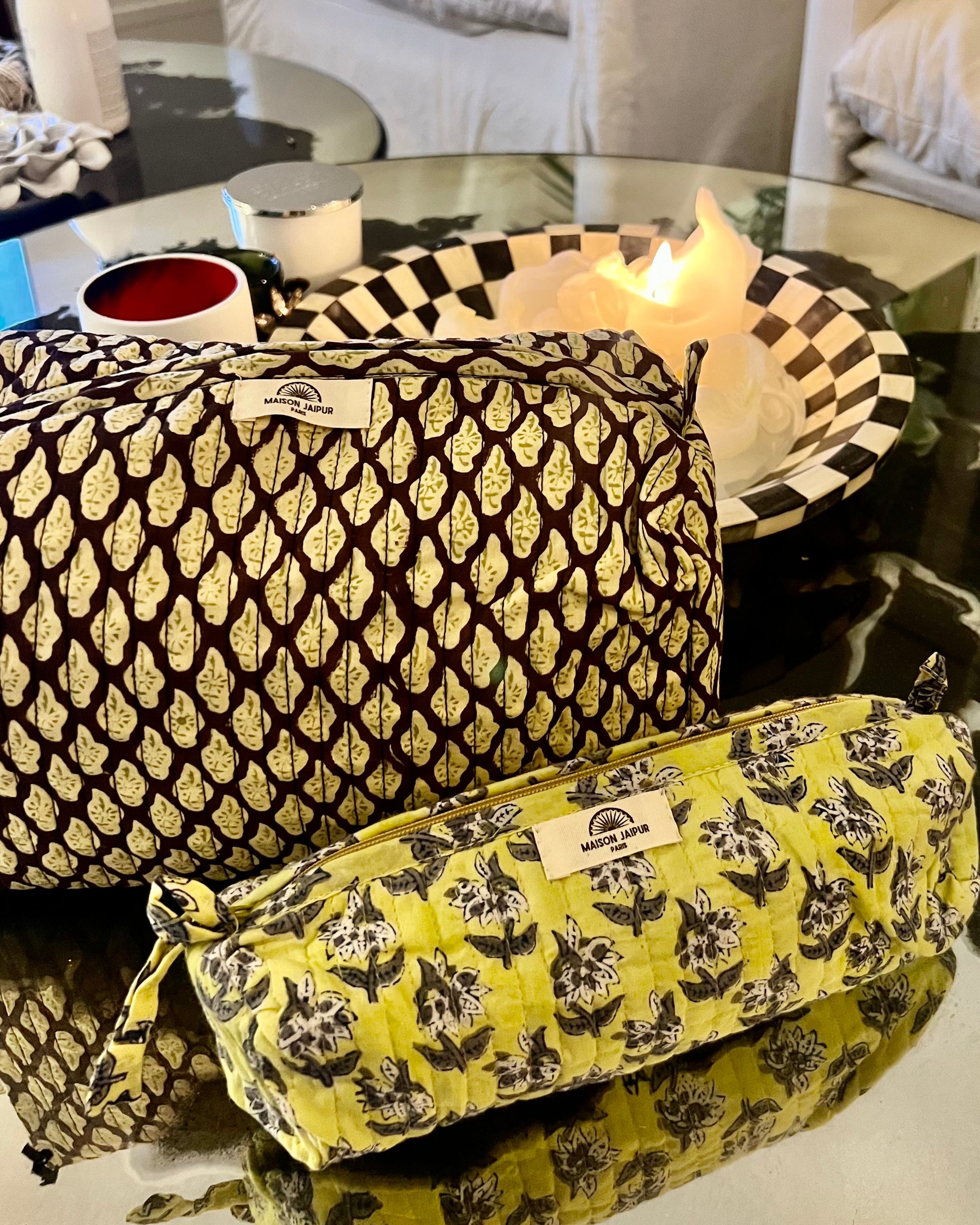 Maison Jaipur Paris - Trousse Indore Jaune en voile de coton