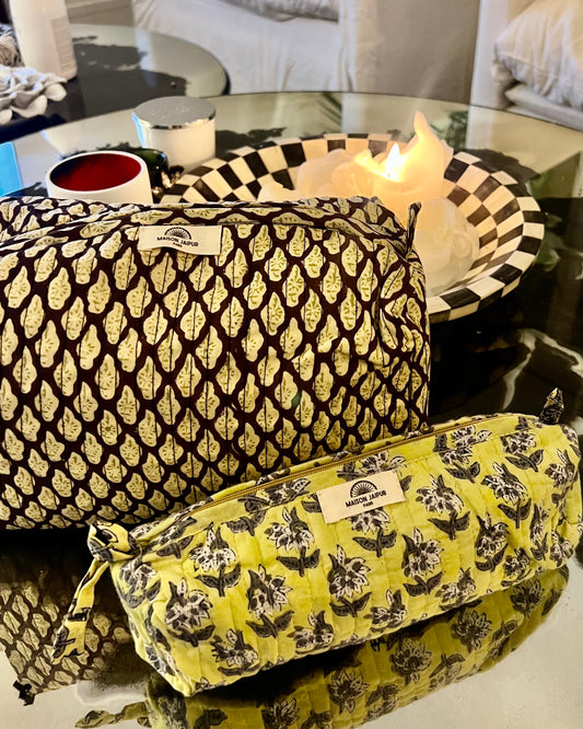 Maison Jaipur Paris - Trousse Indore Jaune en voile de coton