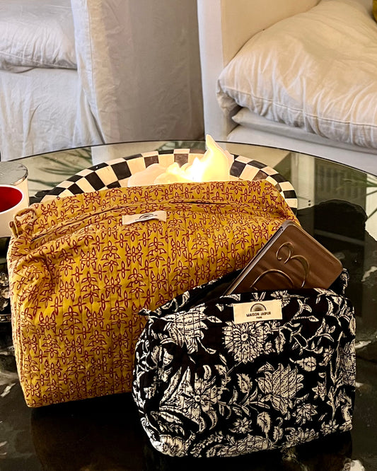 Maison Jaipur Paris - Pouch Delhi S Noir en voile de coton