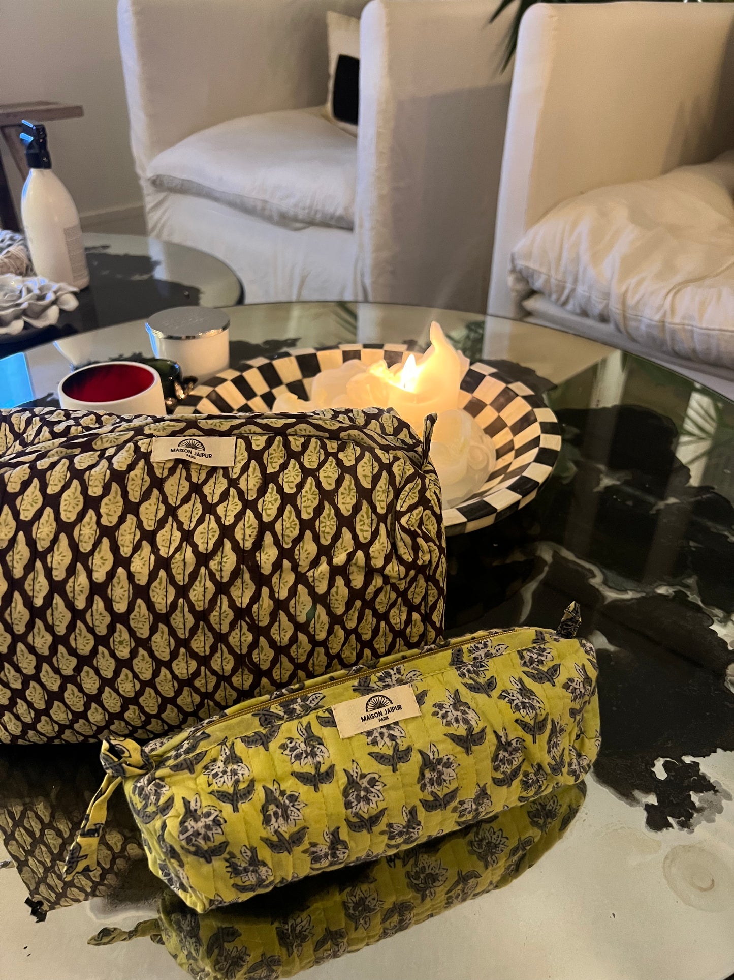 Maison Jaipur Paris - Pouch Delhi L Marron en voile de coton