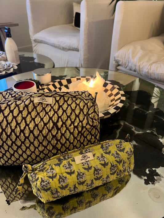 Maison Jaipur Paris - Pouch Delhi L Marron en voile de coton